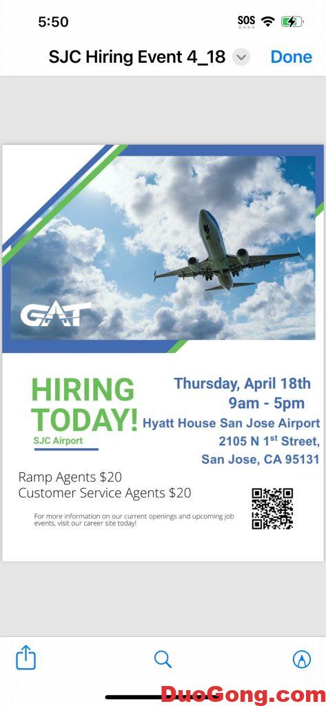 sanjose機場招人-多工網